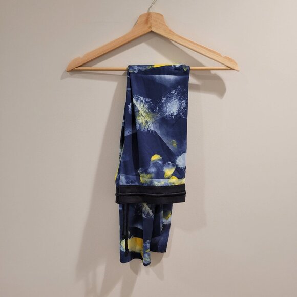 Adidas Slightly-cropped Soft Leggings with Drawstring, in Blue and Yellow floral - Picture 1 of 5
